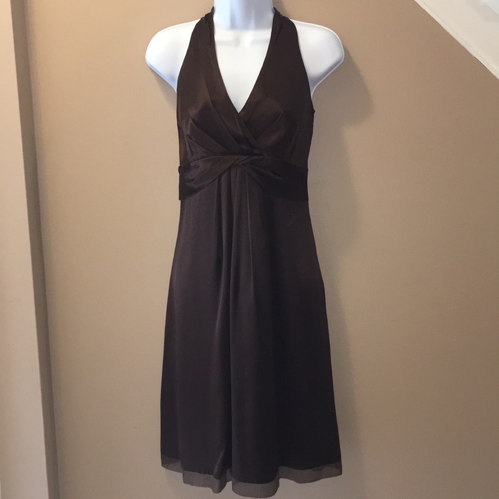 Ann Taylor Dark Brown Sleeveless Dress Midi